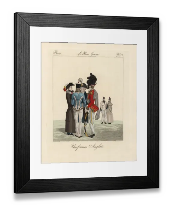 Framed Print : English military uniforms, Napoleonic era Framed Print : English military uniforms, Napoleonic era