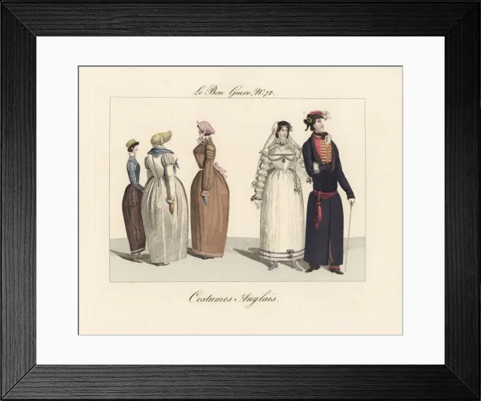 Framed Print : Caricature of English costumes, circa 1814 Framed Print : Caricature of English costumes, circa 1814