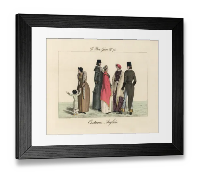 Framed Print : Caricature of English costumes, circa 1815 Framed Print : Caricature of English costumes, circa 1815