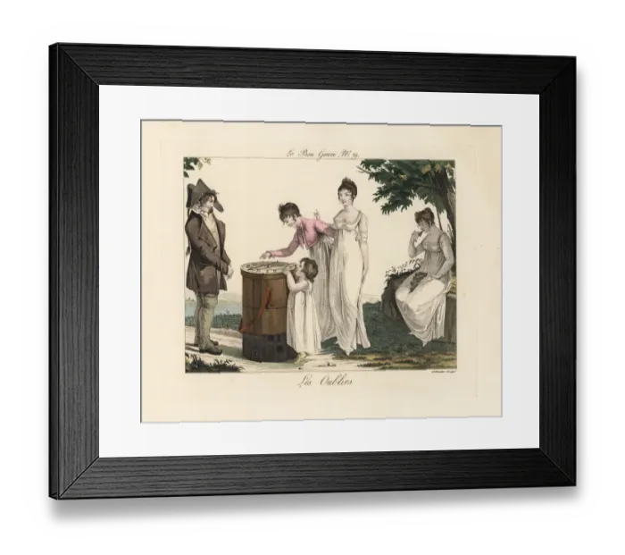 Framed Print : Women playing a portable game of fate, while Framed Print : Women playing a portable game of fate, while