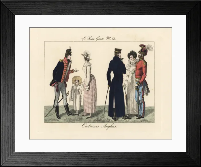 Framed Print : English fashions and military uniforms, 1815 Framed Print : English fashions and military uniforms, 1815