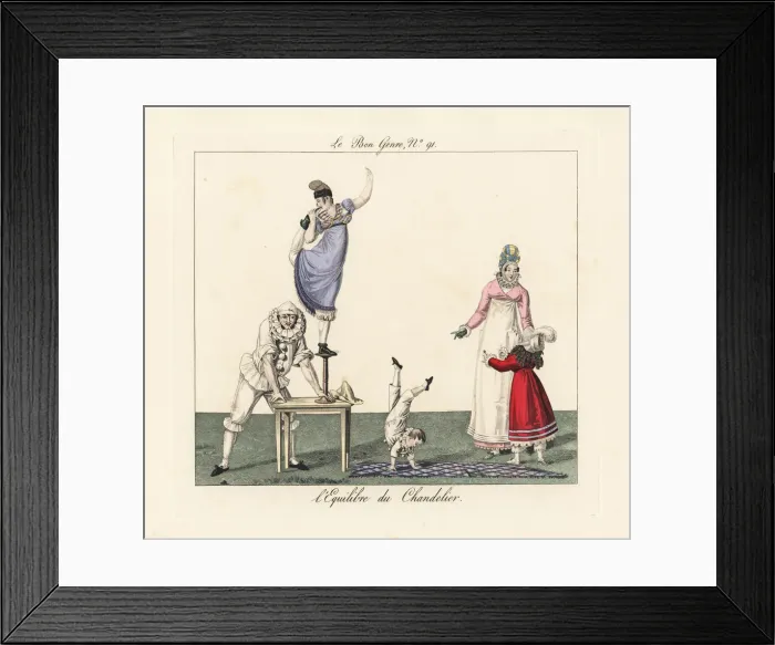 Framed Print : Family of street entertainers performing in Paris, 1815