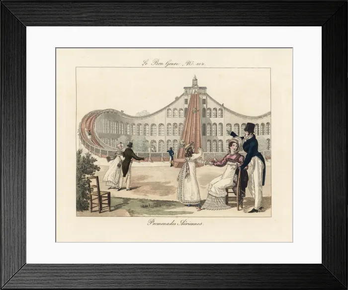 Framed Print : Rollercoaster in the Jardin Baujon, early 19th century Framed Print : Rollercoaster in the Jardin Baujon, early 19th century