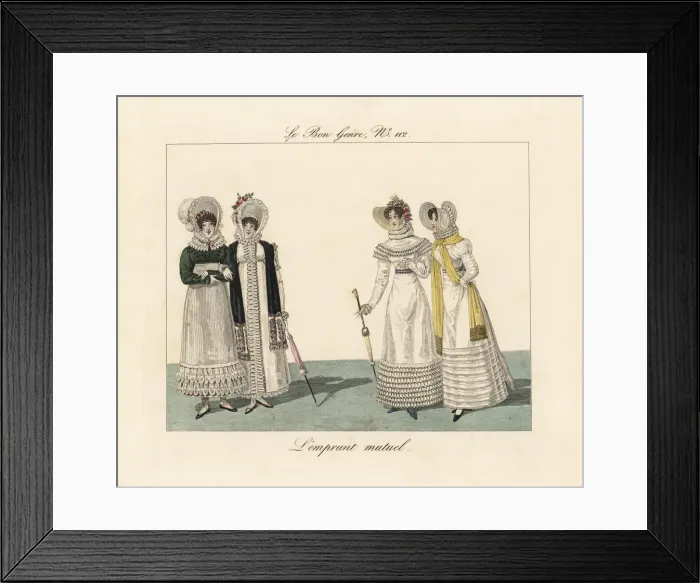 Framed Print : French and English women in similar fashions Framed Print : French and English women in similar fashions