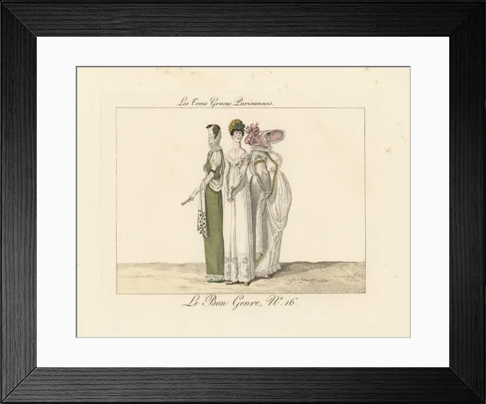 Framed Print : Three Parisian graces, circa 1800 Framed Print : Three Parisian graces, circa 1800