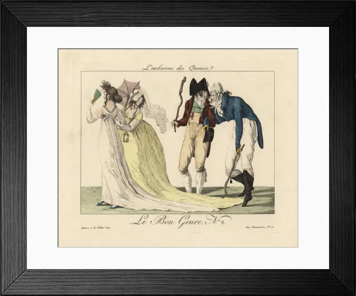 Framed Print : Two incroyables (fops) with cudgels hinder Framed Print : Two incroyables (fops) with cudgels hinder