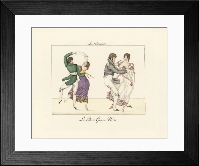 Framed Print : Fashionable couples dancing La Sauteuse Framed Print : Fashionable couples dancing La Sauteuse