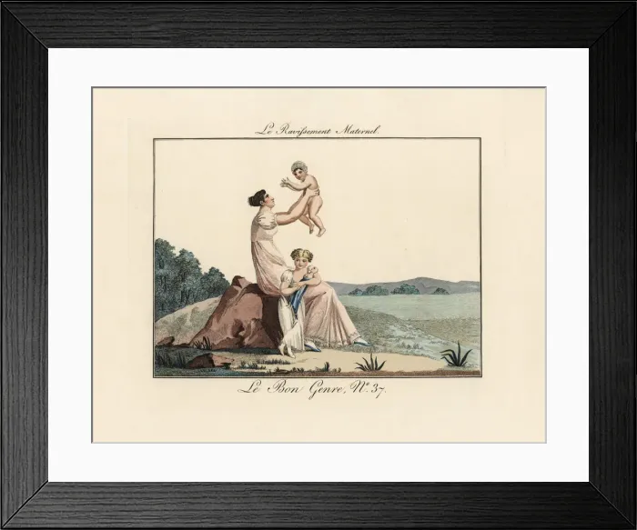 Framed Print : Mother playing with baby and daughter in a garden Framed Print : Mother playing with baby and daughter in a garden