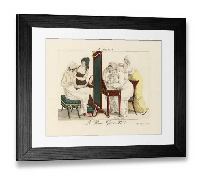 Framed Print : Two pretty maids helping to dress two old crones Framed Print : Two pretty maids helping to dress two old crones