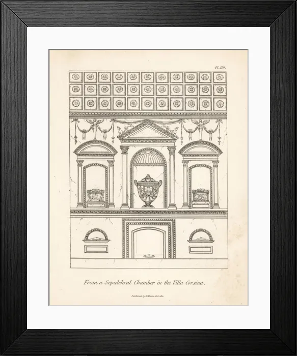 Framed Print : Wall of funeral urns in a sepulchral chamber