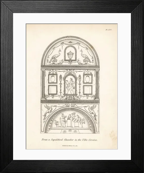 Framed Print : Wall of funeral urns in alcoves in a sepulchral Framed Print : Wall of funeral urns in alcoves in a sepulchral