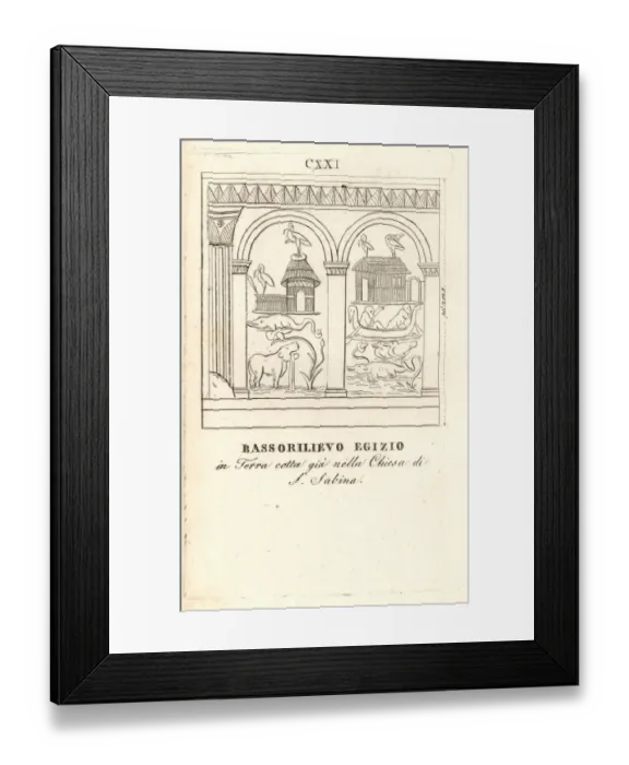Framed Print : Egyptian bas relief in terracotta from