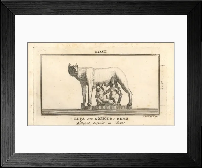 Framed Print : Statue of Romolus and Remus being suckled by a wolf
