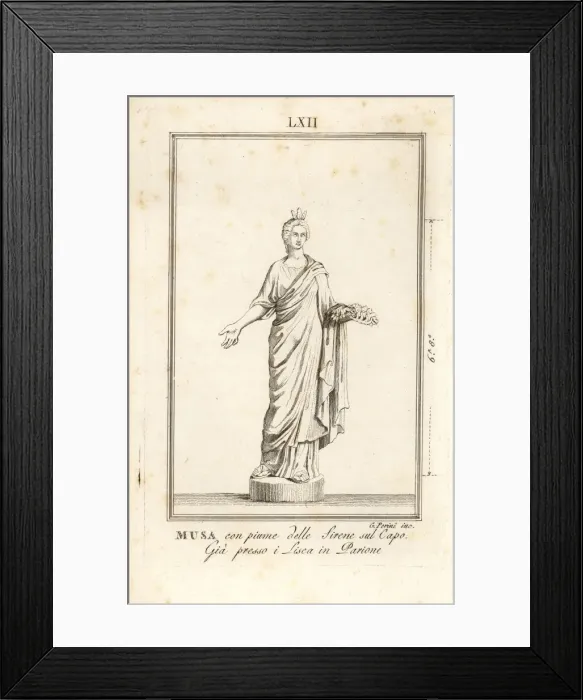 Framed Print : Statue of a Greek muse with sirens feathers in her hair Framed Print : Statue of a Greek muse with sirens feathers in her hair