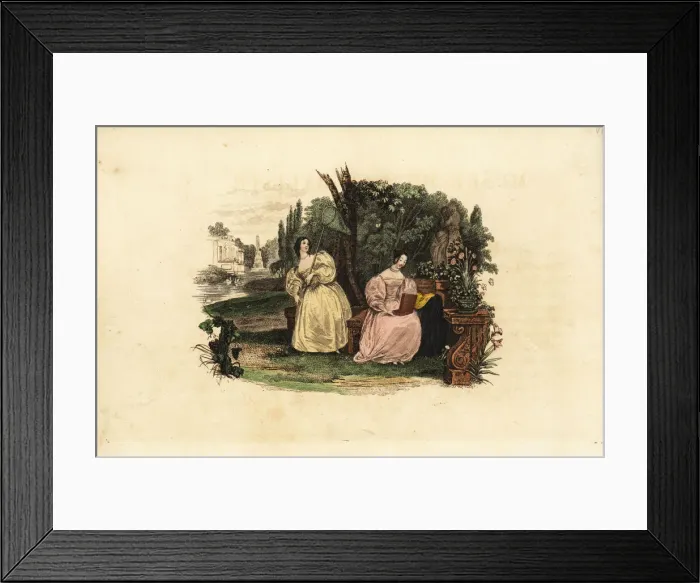 Framed Print : Women entomologists catching butterflies in Framed Print : Women entomologists catching butterflies in