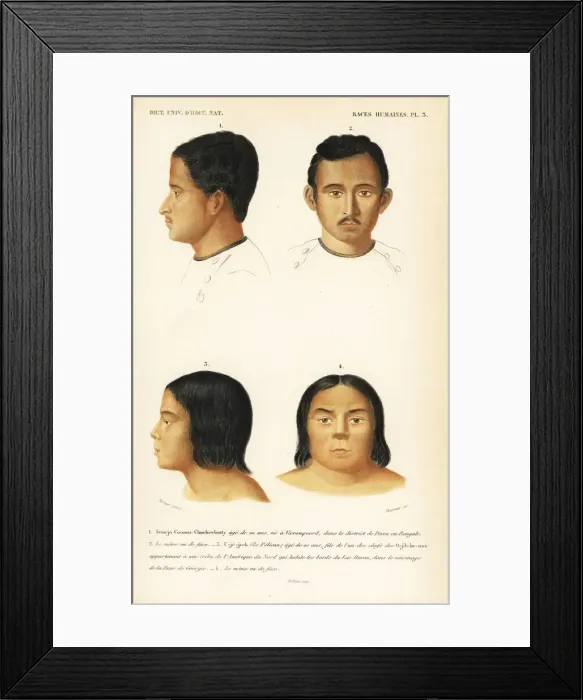 Framed Print : Portraits of an Indian man and Native American Framed Print : Portraits of an Indian man and Native American