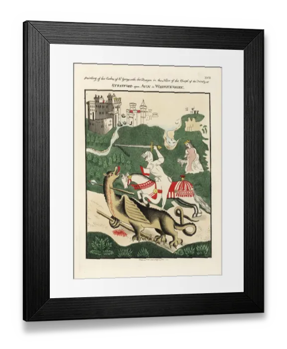 Framed Print : Saint George fighting the dragon in front Framed Print : Saint George fighting the dragon in front