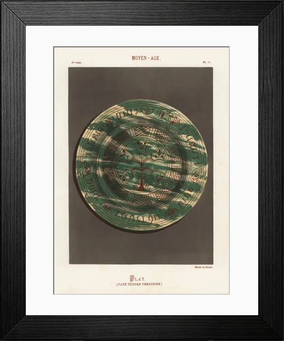 Framed Print : Varnished soft-paste plate decorated with Framed Print : Varnished soft-paste plate decorated with