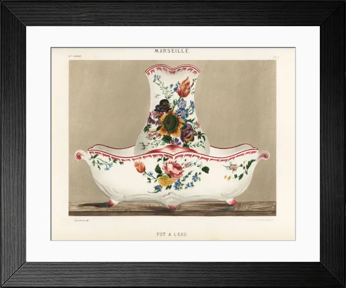 Framed Print : Water jug and basin from Marseille, France, 18th century Framed Print : Water jug and basin from Marseille, France, 18th century