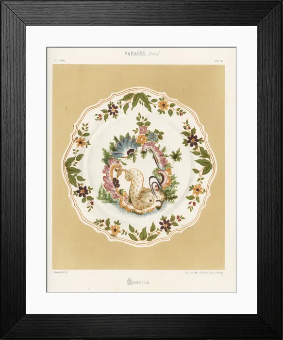Framed Print : Plate from Varages, France, 18th century Framed Print : Plate from Varages, France, 18th century