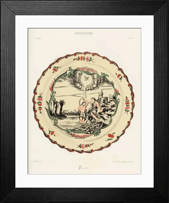 Framed Print : Plate from an English pottery, 18th century Framed Print : Plate from an English pottery, 18th century