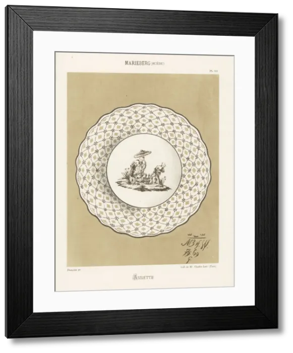Framed Print : Plate from Marieberg, Sweden, 18th century Framed Print : Plate from Marieberg, Sweden, 18th century