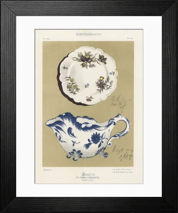 Framed Print : Plate and tasting dish from Rorstrand, Sweden, 18th century Framed Print : Plate and tasting dish from Rorstrand, Sweden, 18th century
