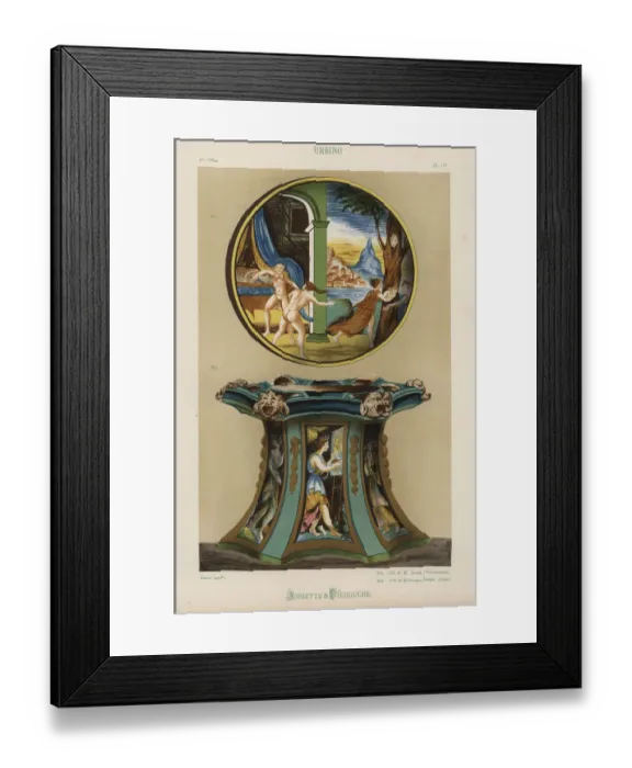Framed Print : Plate and pedestal from Urbino, Italy Framed Print : Plate and pedestal from Urbino, Italy