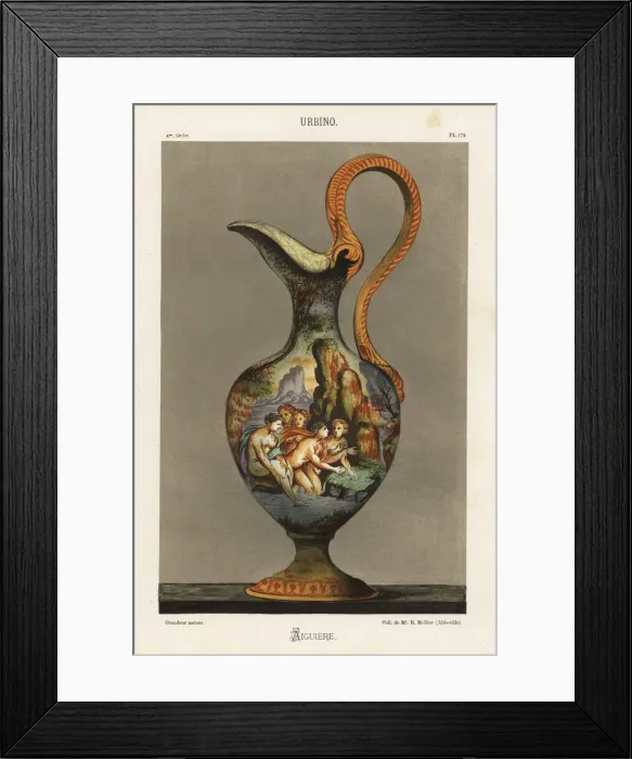 Framed Print : Water jug in Renaissance maiolica tin-glazed Framed Print : Water jug in Renaissance maiolica tin-glazed