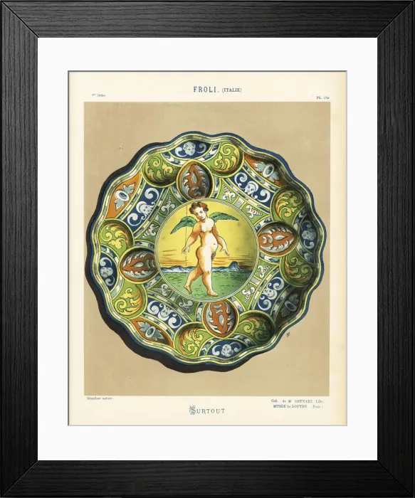 Framed Print : Centerpiece in Renaissance maiolica tin-glazed Framed Print : Centerpiece in Renaissance maiolica tin-glazed