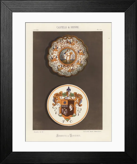 Framed Print : Plate and centerpiece from Castelli and Sienna Framed Print : Plate and centerpiece from Castelli and Sienna
