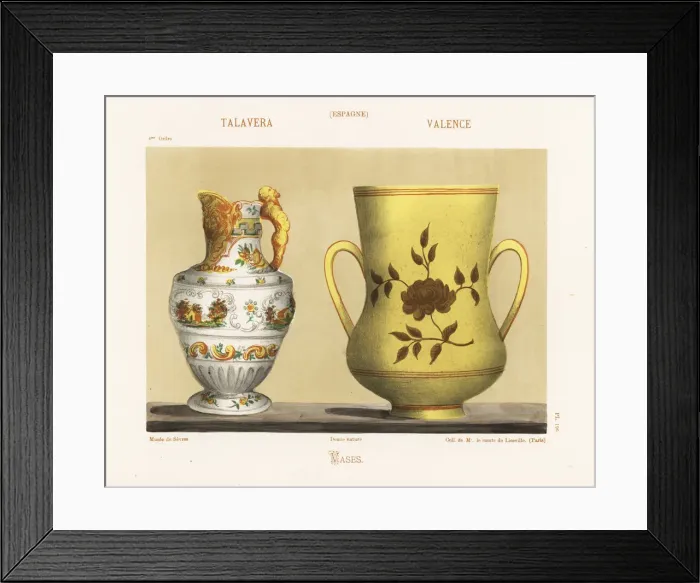 Framed Print : Vases from Talavera and Valencia, Spain, 18th century Framed Print : Vases from Talavera and Valencia, Spain, 18th century