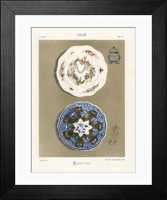 Framed Print : Plates from Lille, 18th century Framed Print : Plates from Lille, 18th century