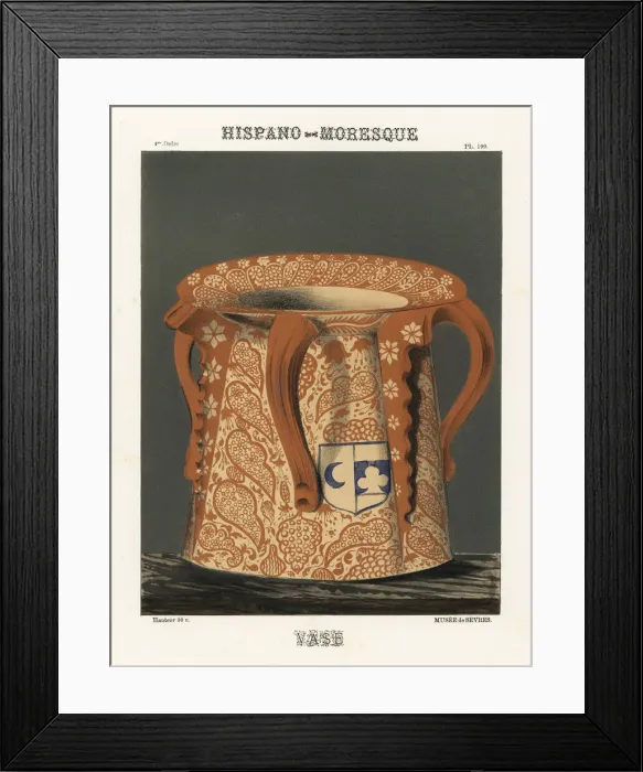 Framed Print : Hispano-Moresque vase from Muslim Spain, with Framed Print : Hispano-Moresque vase from Muslim Spain, with