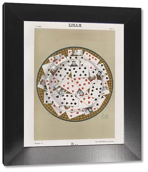Plate decorated with playing cards from Lille