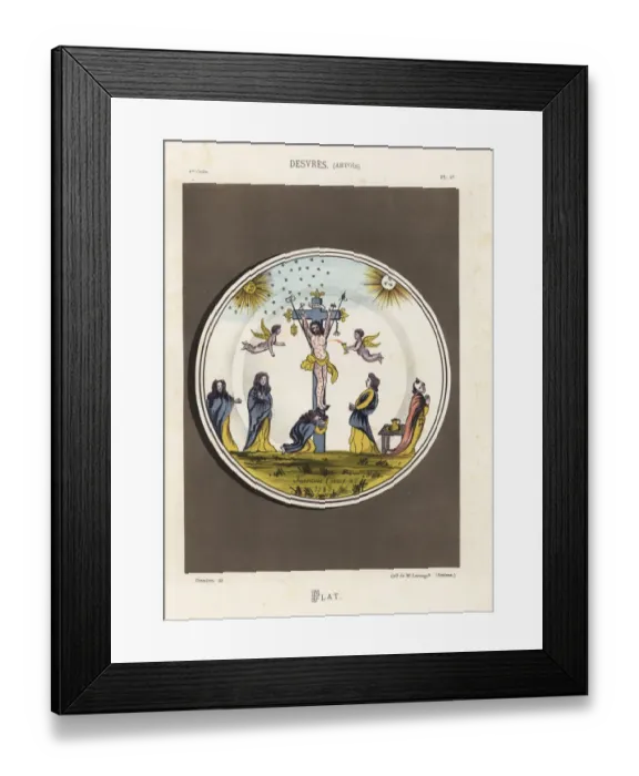 Framed Print : Decorative plate from Desvres, Artois, France Framed Print : Decorative plate from Desvres, Artois, France