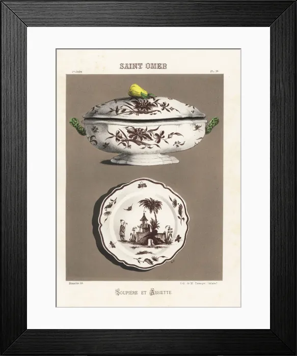 Framed Print : Soup dish and plate from Saint Omer, France Framed Print : Soup dish and plate from Saint Omer, France