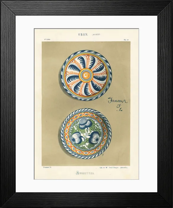 Framed Print : Decorative plates from Vron, Somme, France Framed Print : Decorative plates from Vron, Somme, France