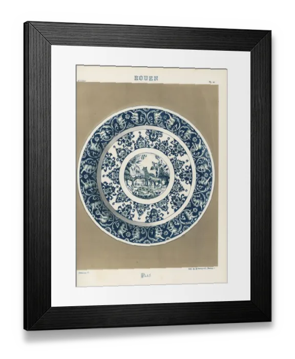 Framed Print : Decorative plate from Rouen, France Framed Print : Decorative plate from Rouen, France