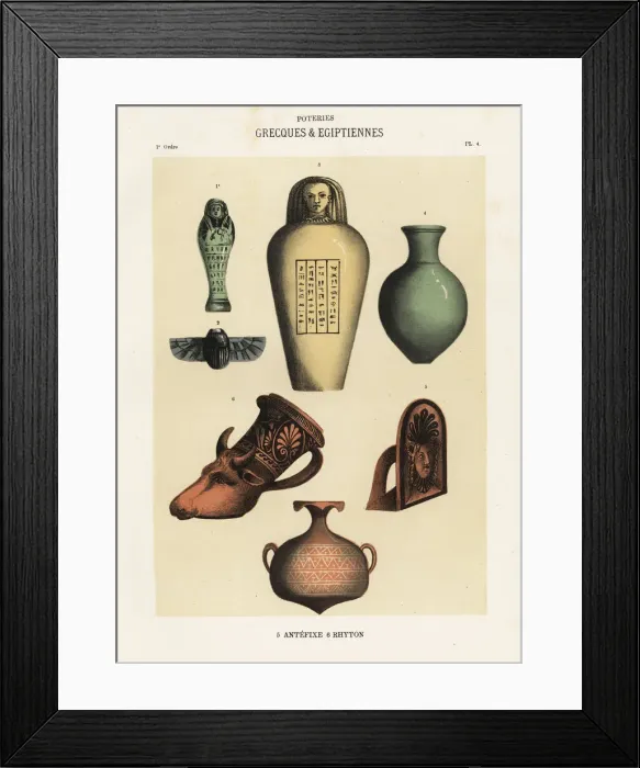 Framed Print : Egyptian and Greek pottery Framed Print : Egyptian and Greek pottery