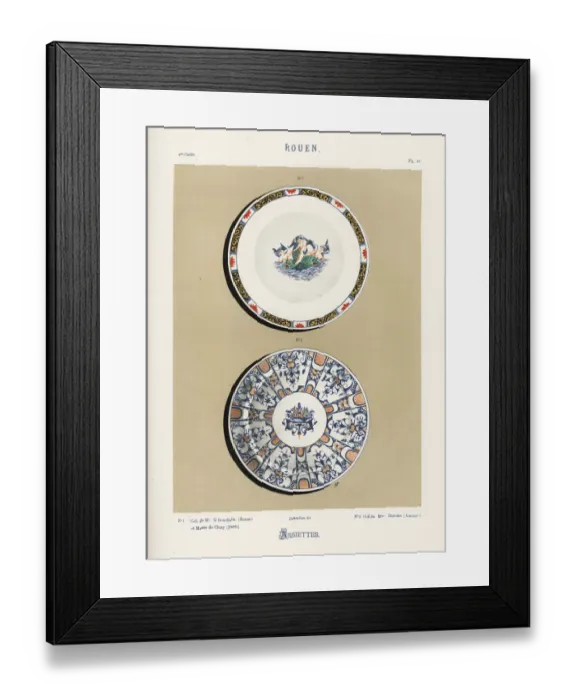 Framed Print : Plates decorated with cupids on a sea monster Framed Print : Plates decorated with cupids on a sea monster