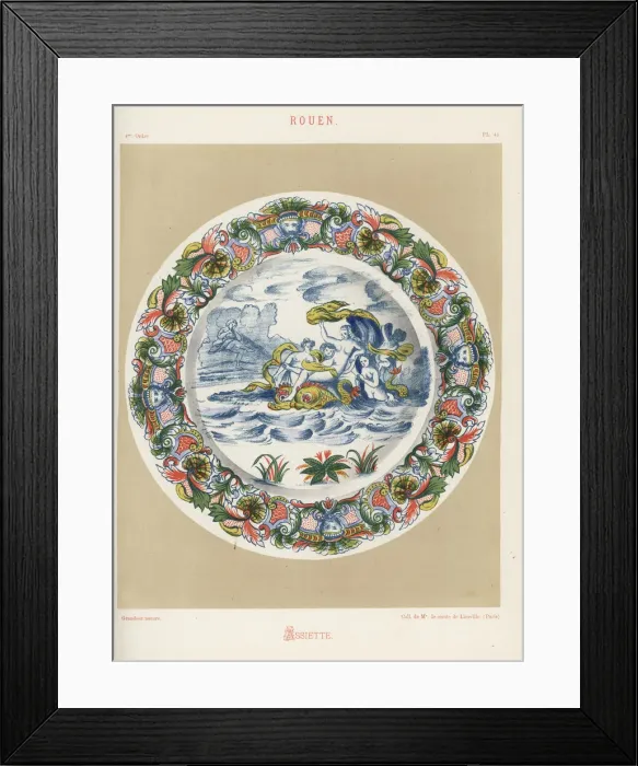 Framed Print : Plate from Rouen, France, with scene of Venus