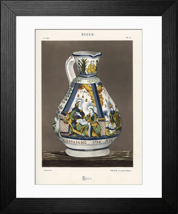 Framed Print : Pitcher or ewer from Rouen, France, early 18th century Framed Print : Pitcher or ewer from Rouen, France, early 18th century