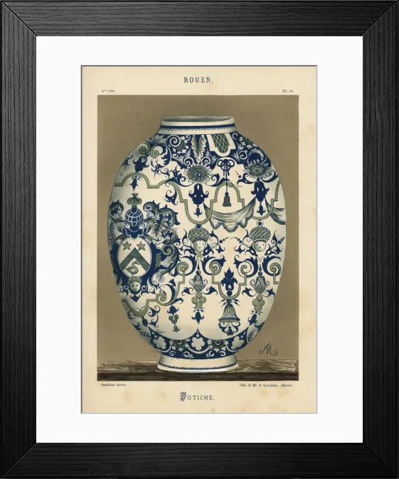 Framed Print : Vase or potiche from Rouen, with heraldic Framed Print : Vase or potiche from Rouen, with heraldic
