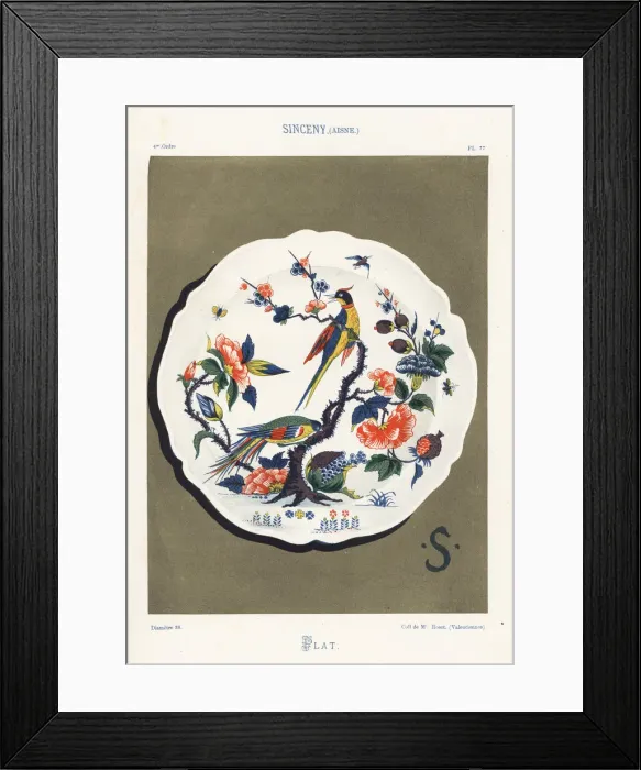 Framed Print : Plate from Sinceny, France, 18th century Framed Print : Plate from Sinceny, France, 18th century