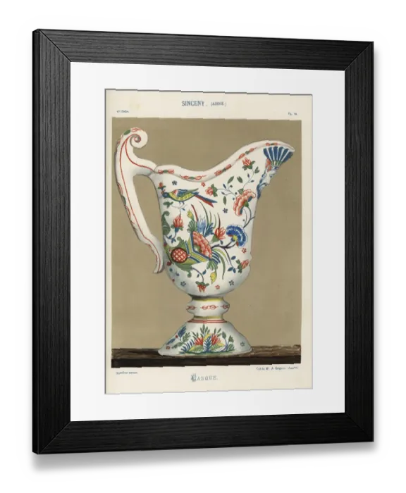 Framed Print : Casque or helmet pitcher from Sinceny, France, 18th century Framed Print : Casque or helmet pitcher from Sinceny, France, 18th century