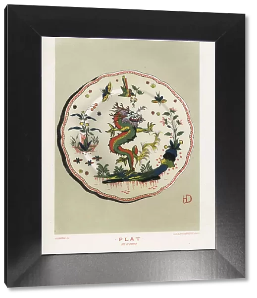 Chinese dragon plate from Sinceny, France