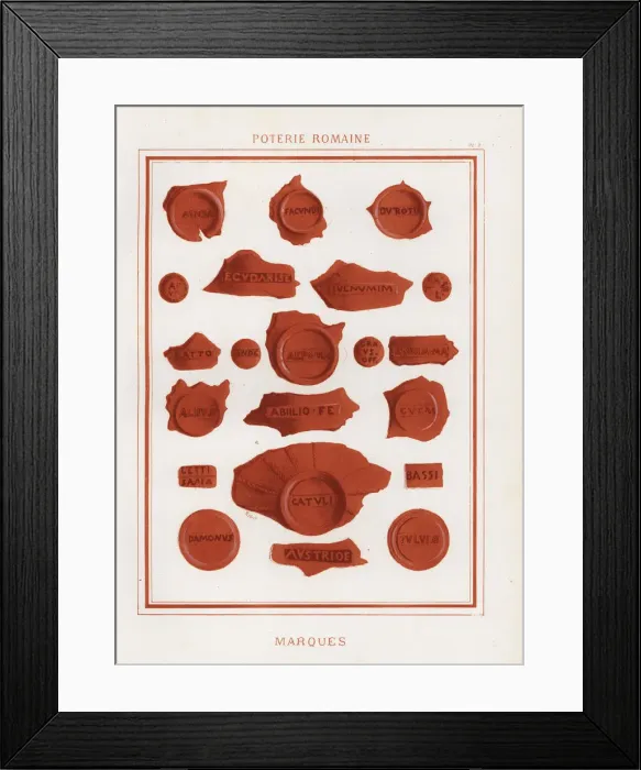 Framed Print : Makers marks on Roman pottery Framed Print : Makers marks on Roman pottery