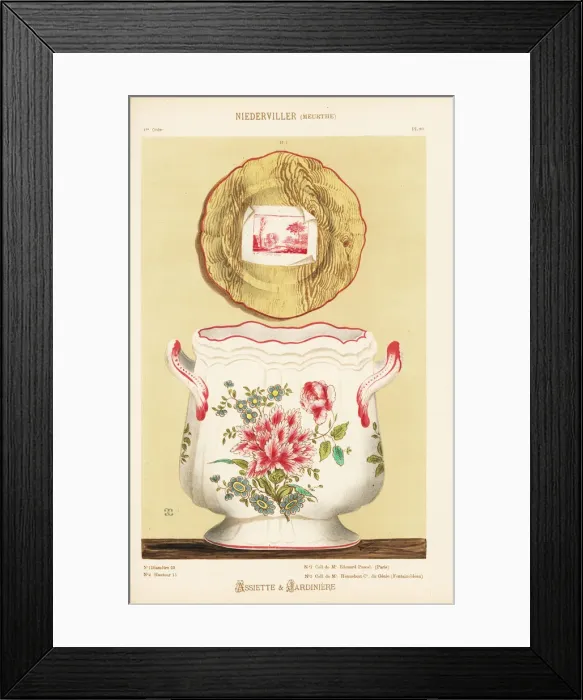 Framed Print : Plate and jardiniere from Niderviller, France Framed Print : Plate and jardiniere from Niderviller, France