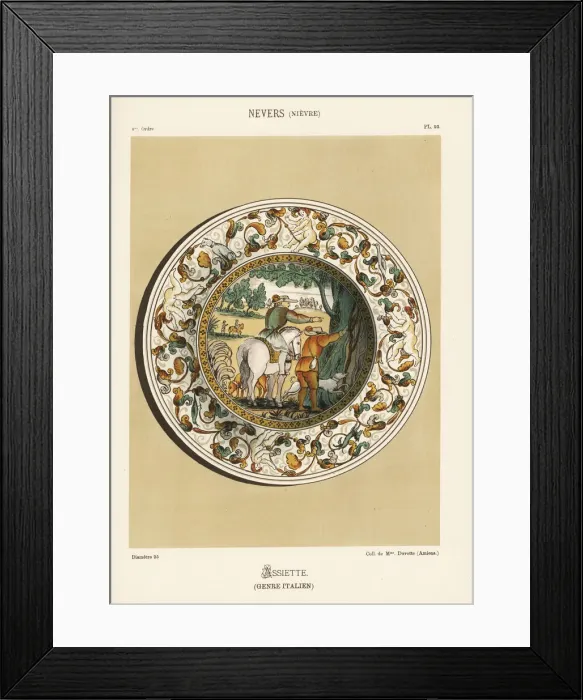 Framed Print : Plate from Nevers, France, decorated with Framed Print : Plate from Nevers, France, decorated with